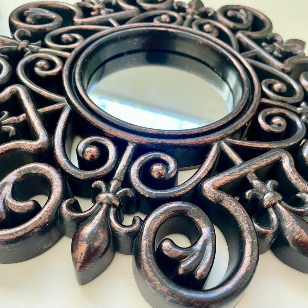 Plastic Black Bronze Vintage Look Set Of 3 Mirrors Very Light Weight Easy Hang